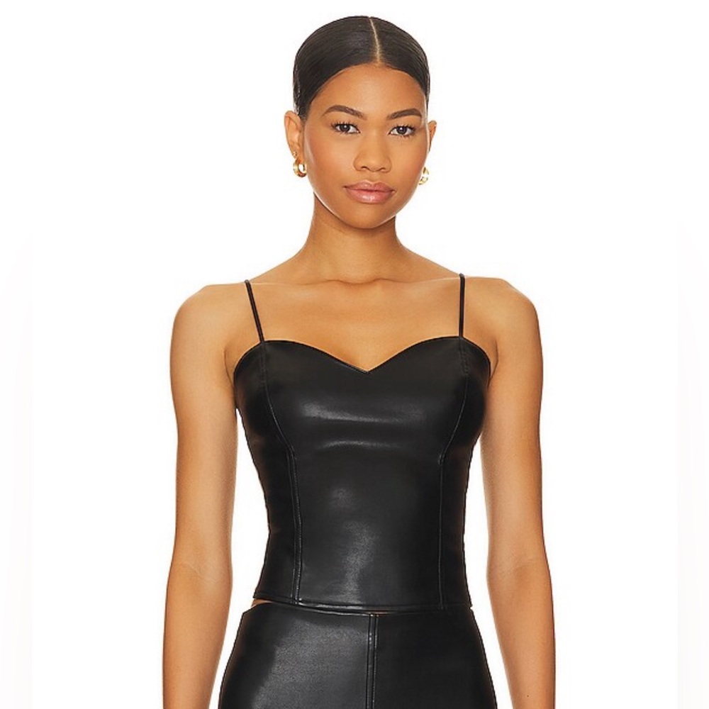 NWT Heartloom Simi Faux Leather Cami, Black Size M